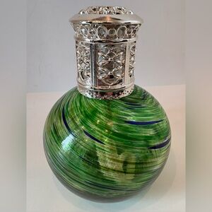 New Leaf Aromas Effusion Fragrance Lamp Art Glass Blue Green Swirls New in Box